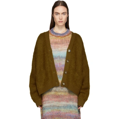 Acne Studios Rives V Neck Wool Mohair Merino Blend Cardigan In