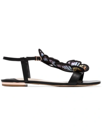 Sophia Webster Multicoloured Riva Butterfly Applique Flat Leather Sandals In Black