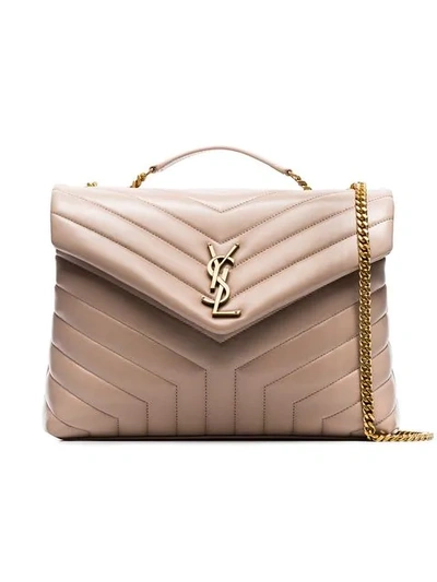 Saint Laurent Nude Loulou Medium Quilted Leather Shoulder Bag In Neutrals