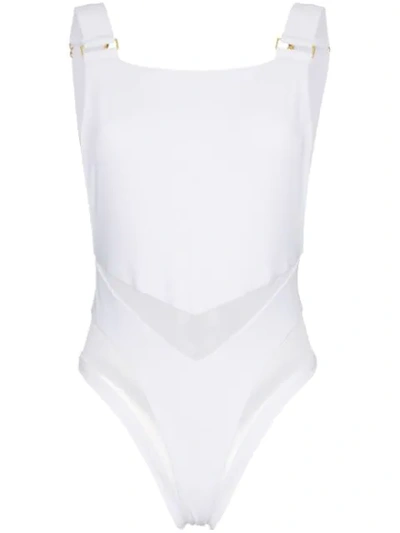 Ambra Maddalena Bianco Mesh Insert Swimsuit In White