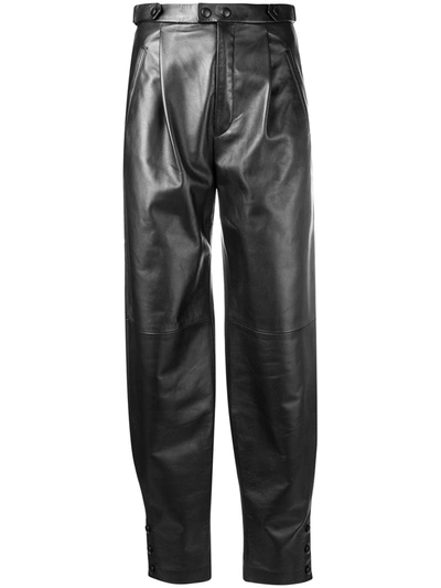 Givenchy High Waisted Front Pocket Leather Trousers In Black