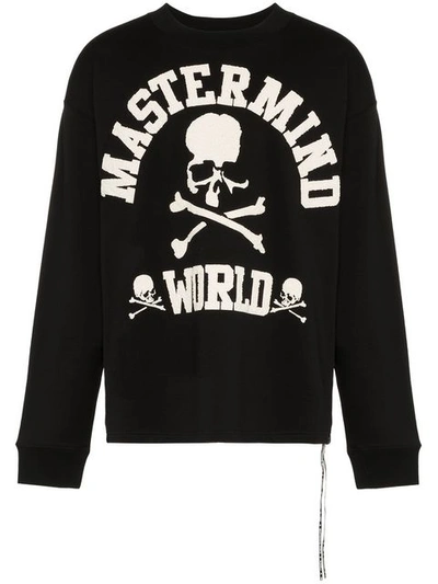 Mastermind Japan Boxy Logo Print Cotton Jumper - Black