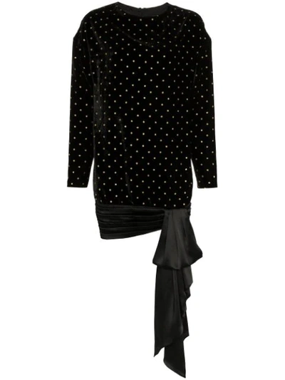 Alexandre Vauthier Polka Dot Wool And Velvet Mini-dress - Black