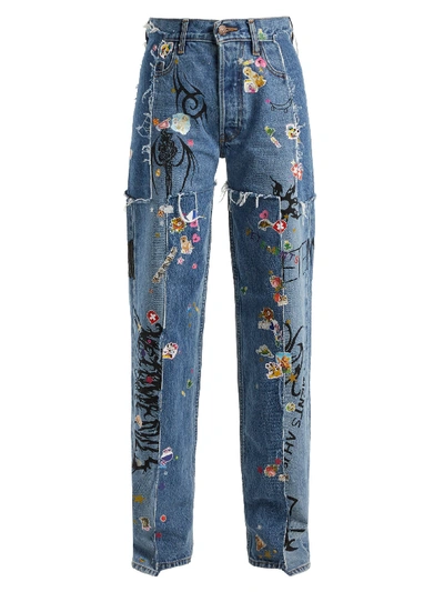 Vetements Sticker Mid-rise Straight-leg Jeans In Blue ModeSens