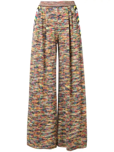 Missoni Wide Leg Knit Pants W/ Side Bands In Sm283 Multicolor