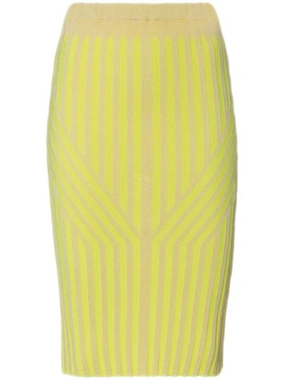 Cap Ribbed Midi Skirt - Yellow