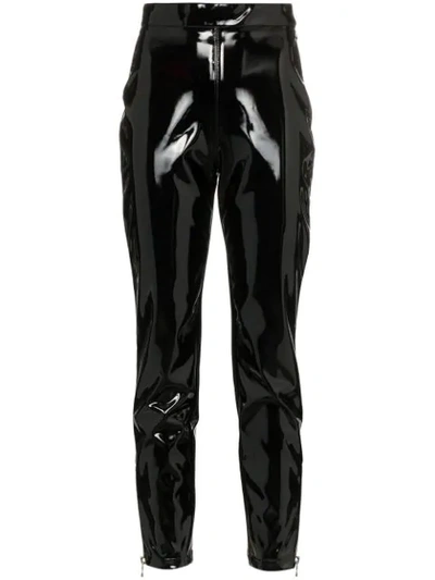 Balmain Black High-waisted Skinny Vinyl Trousers