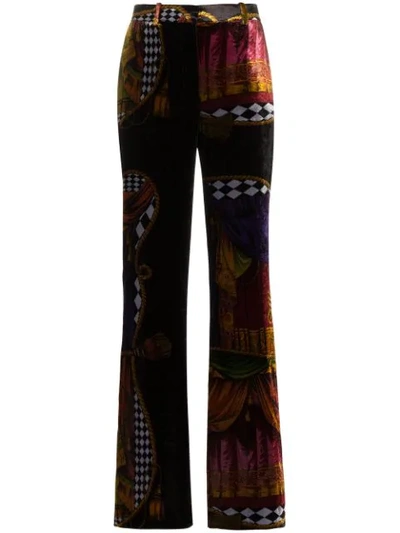 Versace High-waisted Sipario Print Silk Blend Velvet Trousers In A7008 Multicoloured
