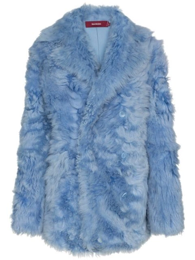Sies Marjan Pippa Double-breasted Shearling Coat In Blue