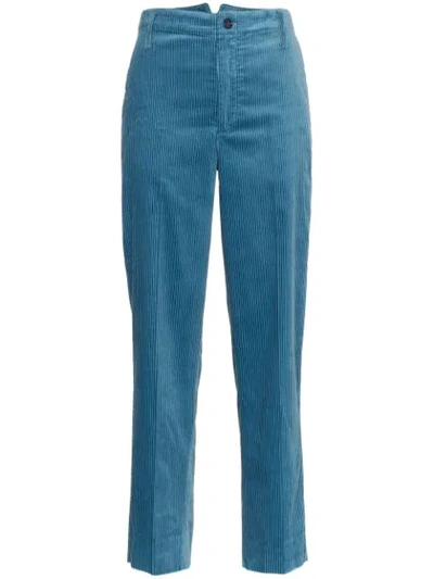 Golden Goose Wide Leg Corduroy Cotton Chino Trousers In Blue