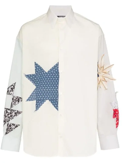 Calvin Klein 205w39nyc Embroidered Detail Button-down Cotton Shirt In White