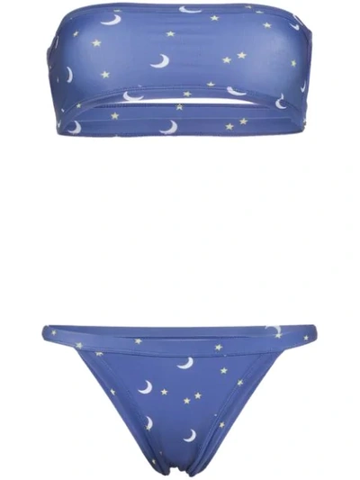 Ambra Maddalena Cosmic Dust Bandeau Bikini In Blue