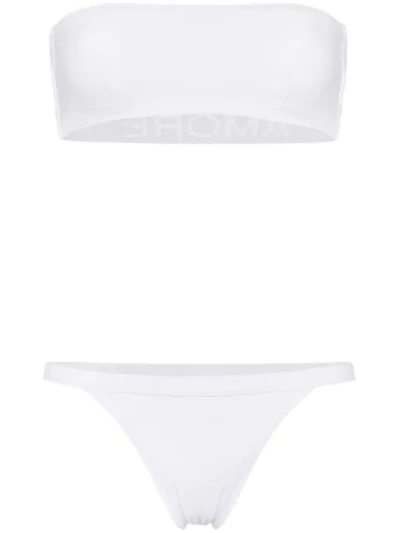 Ambra Maddalena Amore Bandeau High Waist Bikini In White