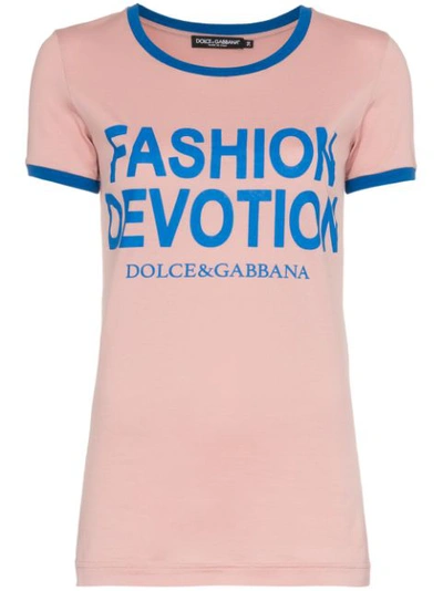 Dolce & Gabbana Fashion Devotion Printed Jersey T-shirt In Pink