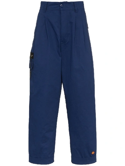 032c Pleated Cargo Pocket Cotton Trousers - Blue