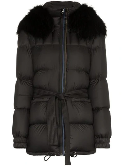 Mr & Mrs Italy Belted Puffer Jacket - Black