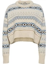 Miu Miu Jacquard Knit Jumper In Neutrals