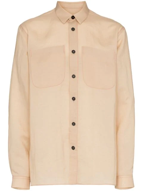 Jil Sander Contrast Button Shirt - Brown | ModeSens