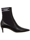 Fendi Panelled Pointed Toe Ankle Boots In Black