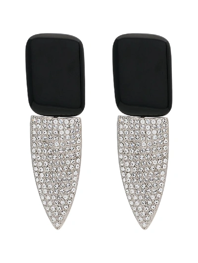 Saint Laurent Smoking Clip-on Crystal Earrings In Black