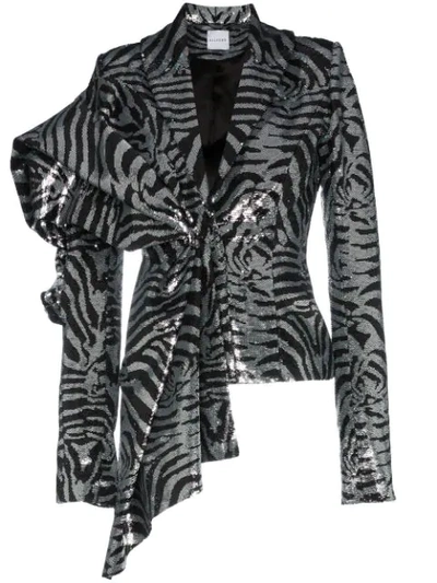 Halpern Silk Zebra-stripe Sequinned Jacket In Black