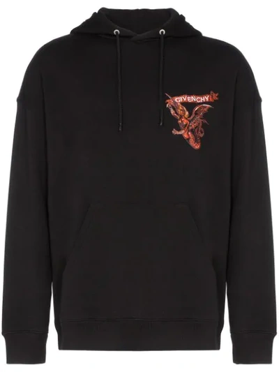 Givenchy Embroidered Branding Hooded Jumper In Black