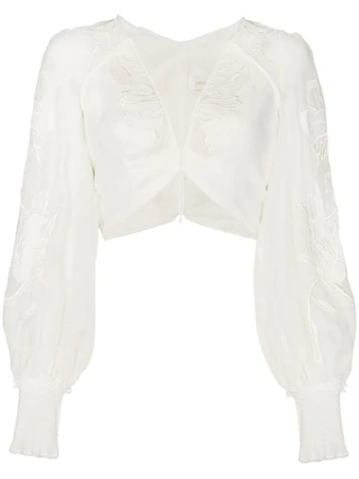 Zimmermann Corsage Applique Bodice Cropped Top In White