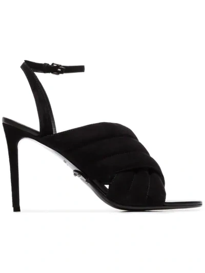 Balmain Black Janel 95 Suede Sandals