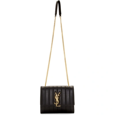 Saint Laurent Green Medium Vicky Bag In 1000 Black