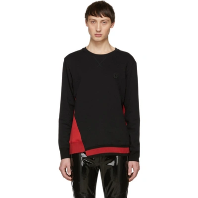 Alexander Mcqueen Contrasting Panel Asymmetric Hem Jumper In Black