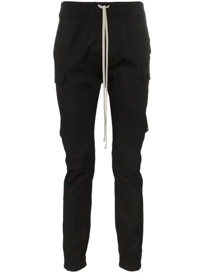 Rick Owens Drawstring Flap Pocket Trousers In Black