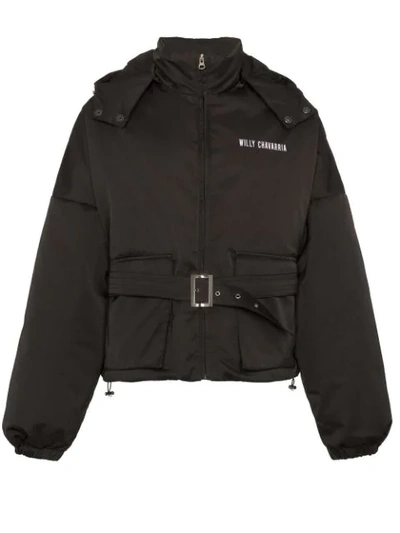 Willy Chavarria Oversized Belted Jacket In Black
