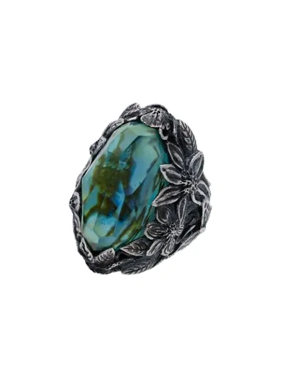 Lyly Erlandsson Silver And Blue Resin Winter Shell Ring