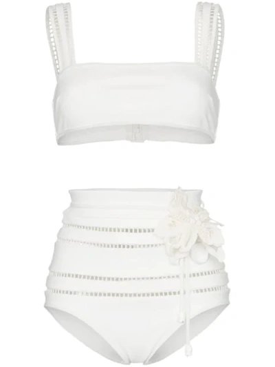 Zimmermann Corsage Linear Bikini Set In White