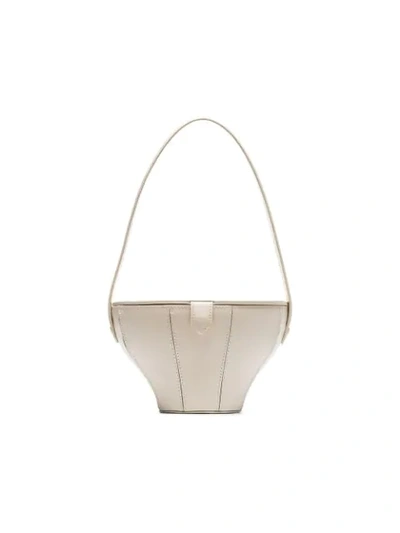 Staud Cream Alice Leather Vanity Case Bag In Neutrals