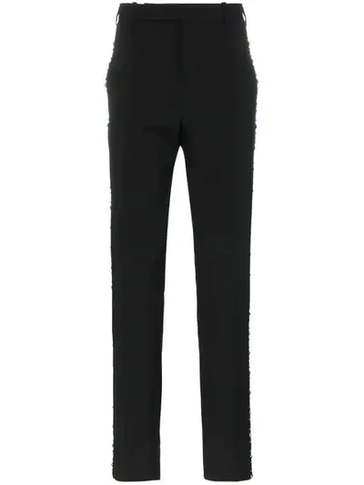 Saint Laurent Stud Embellished Wool Tuxedo Trousers In Black
