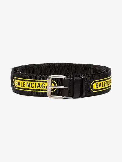 Balenciaga Black And Yellow Nylon Logo Belt