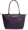 Longchamp Le Pliage Club Small Shoulder Tote In Bilberry