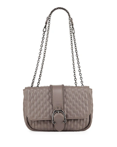 Longchamp Amazone Matelasse Small Leather Shoulder Bag In Gray/gunmetal