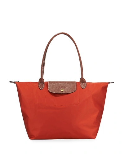 Longchamp Le Pliage Large Nylon Shoulder Tote In Saffron/gold