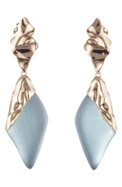 Alexis Bittar Retro Gold Collection Crumpled Gold Drop Earrings In Montana Blue