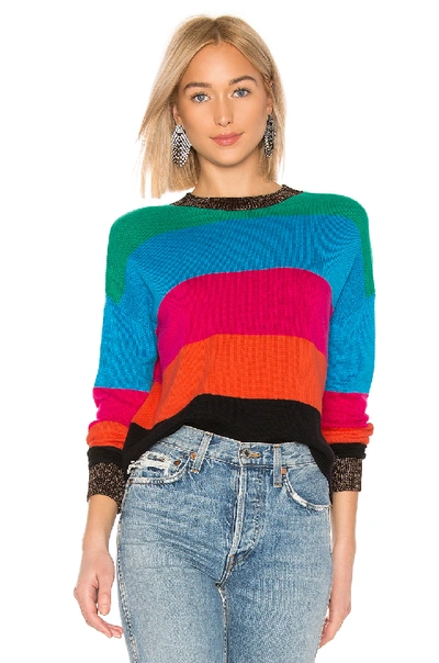 Pam & Gela Metallic-trim Striped Cropped Sweater In Multicolor