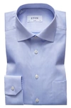 Eton Contemporary Fit Solid Dress Shirt With Floral Cuffs In Blue