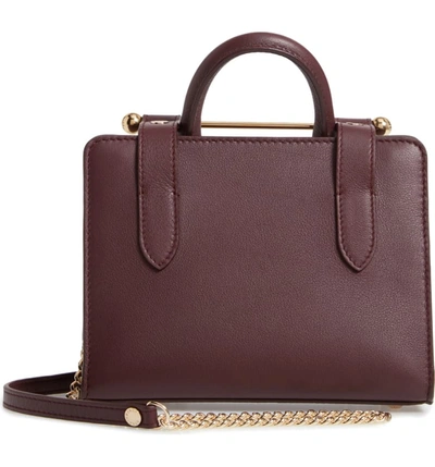 Strathberry Nano Leather Tote In Burgundy