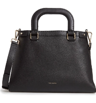 Ted Baker Daiisyy Wrap Large Leather Tote In Black