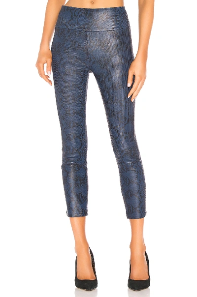 Sprwmn Leather High Waist Crop Legging In Snake Blue