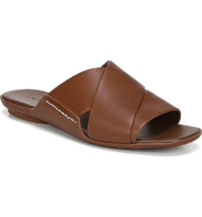 Vince Tamara Flat Leather Slide Sandals In Cognac