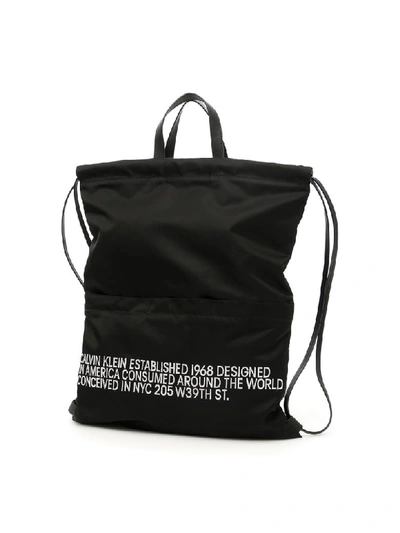 Calvin Klein Drawstring Backpack In Multicolor (black)