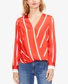 Vince Camuto Striped Surplice Shirt In Mandarin Red