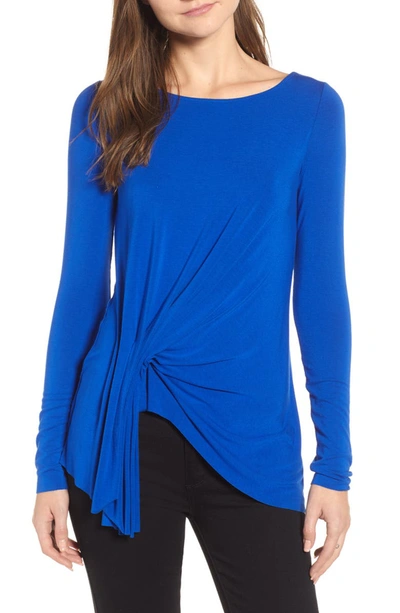Bailey44 Fall For You Gathered Long-sleeve Jersey Top In Blue